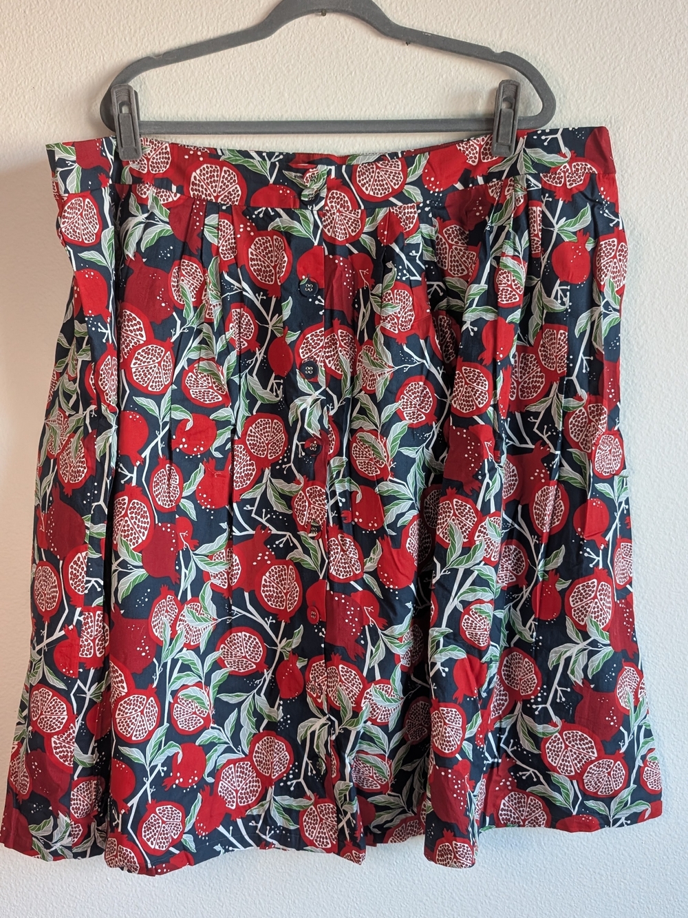 Printed Flared Women's Skirt in Red and Navy